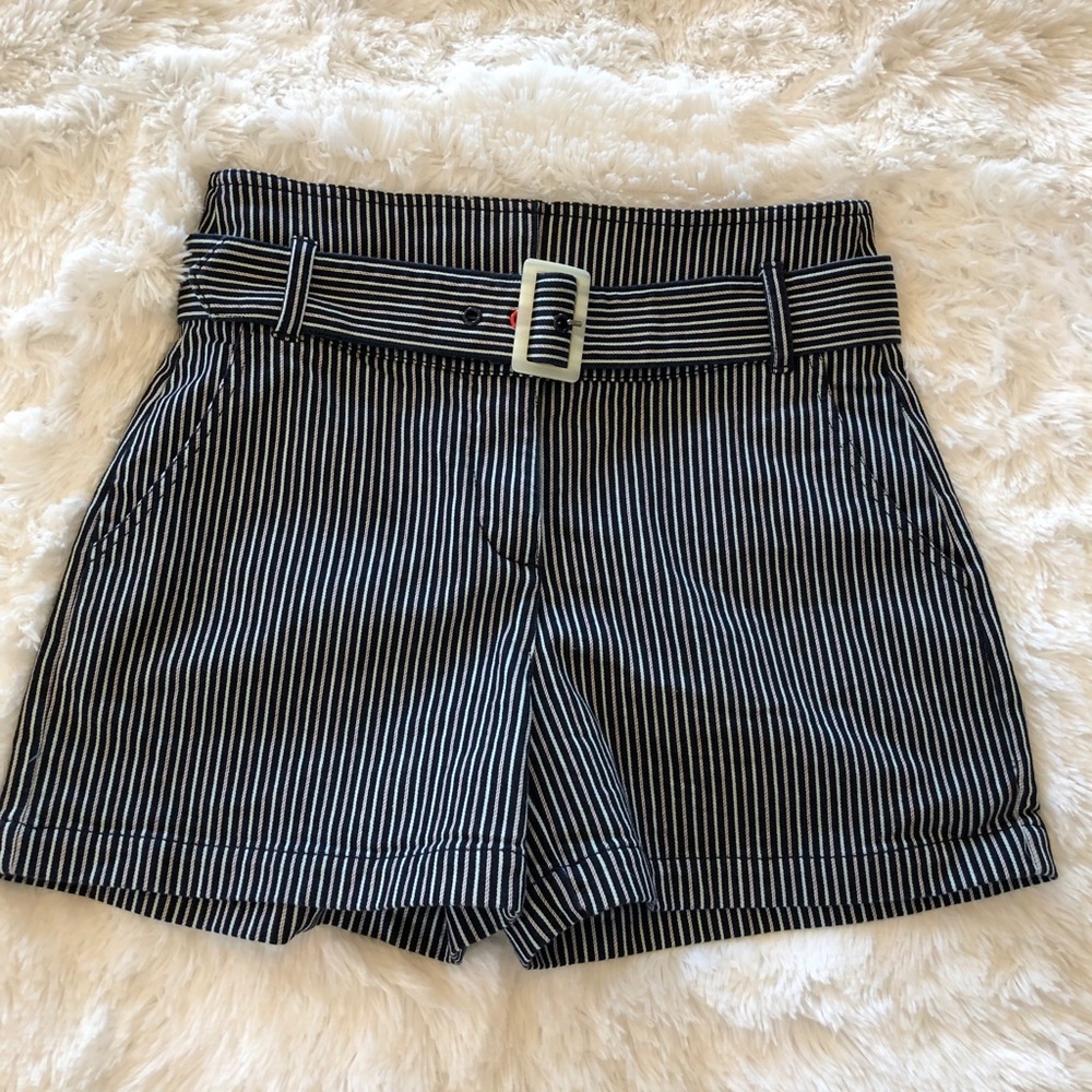 Anthropologie Railroad Striped Shorts with Belt